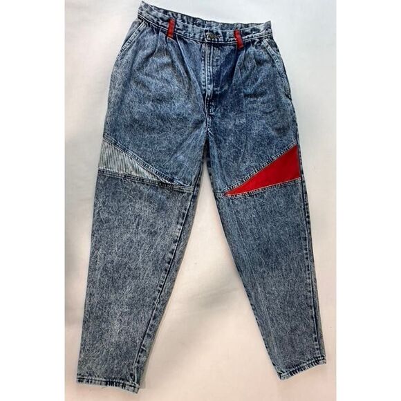 Vintage 80s Southern Bluegrass Acid Wash Tapered Mom Jeans - Size 15 - Picture 2 of 8